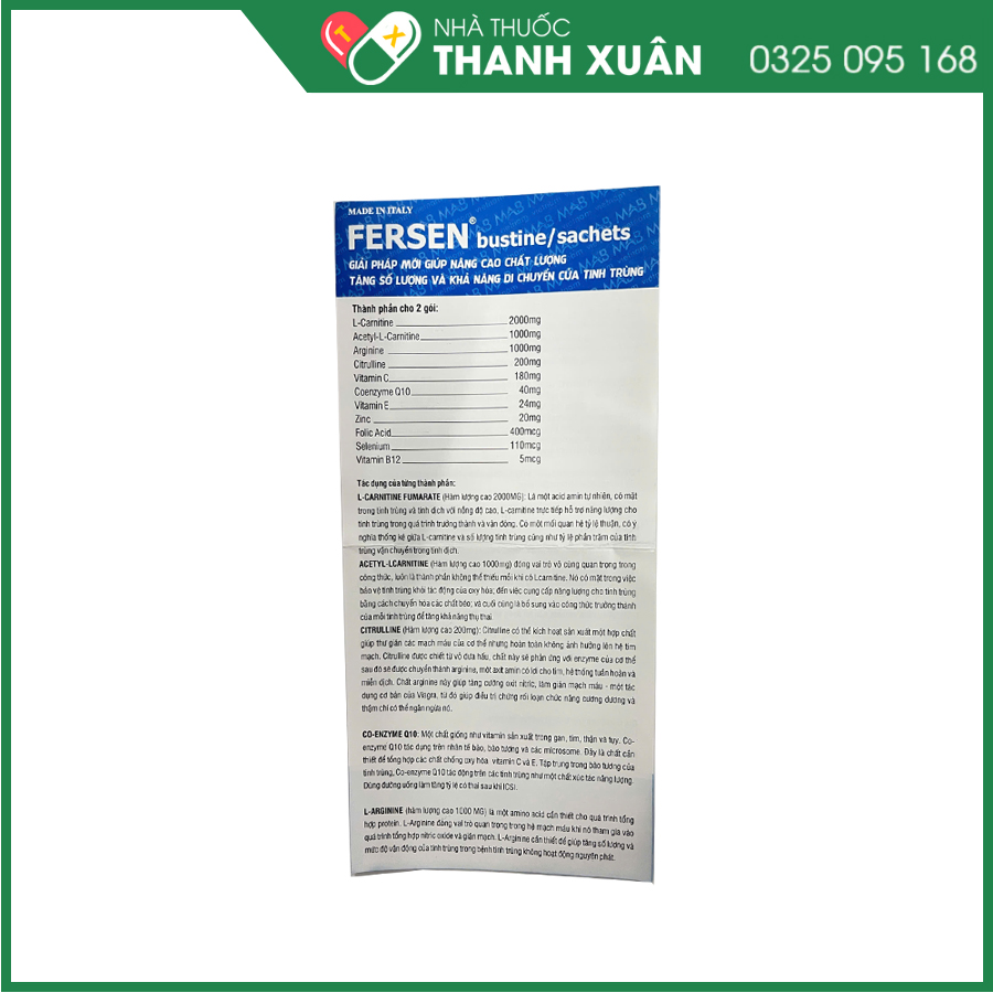 Fersen giúp bảo vệ, cải thiện tinh trùng, hỗ trợ nam giới hiếm muộn và thiếu androgen